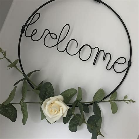 Welcome Wire Wreath Welcome Sign Wire Words Door Wreath | Etsy