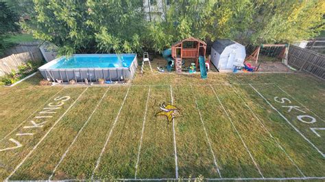 Backyard football field is officially ready to rock. Skol! : r ...