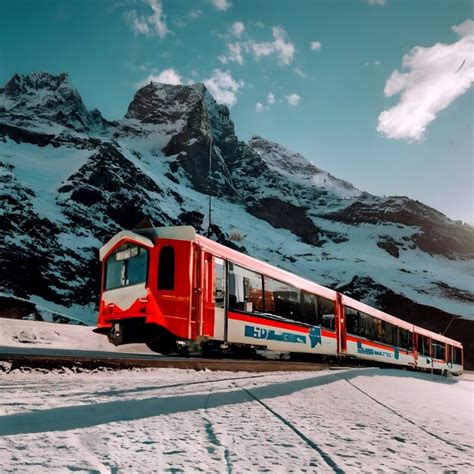 Premium AI Image | Swiss mountain train in the snow