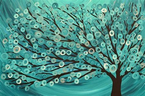 Teal & Turquoise Tree Painting | Tree painting, Tree art, Painting