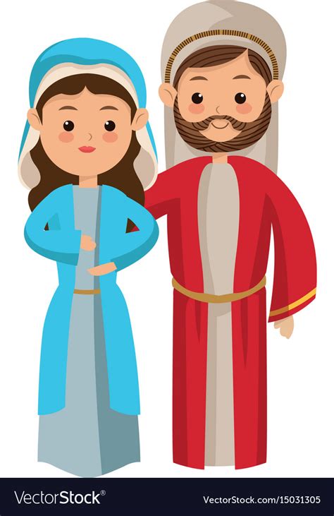 Cute cartoon couple virgin mary and joseph Vector Image