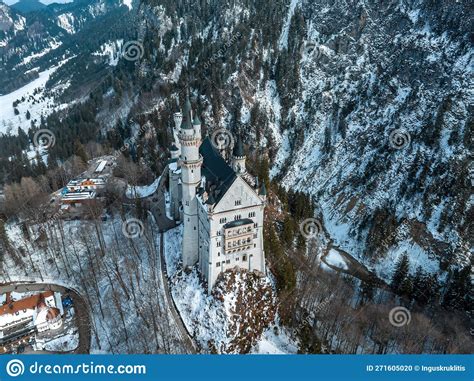 Aerial View of the Neuschwanstein Castle or Schloss Neuschwanstein on a Winter Day Stock Photo ...