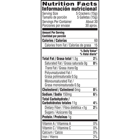 30 Saltine Crackers Nutrition Label - Labels Database 2020