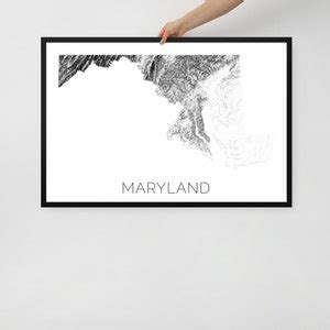 Maryland Topographic Map, Map of Maryland, MD Map, Maryland Decor ...