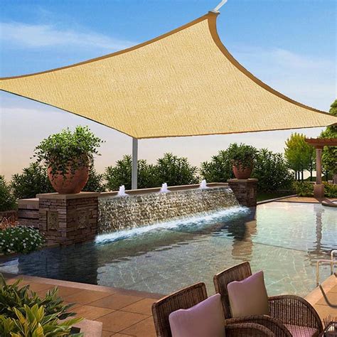 16x16' Square Sun Shade Sail UV Blocking Outdoor Patio Lawn Garden ...