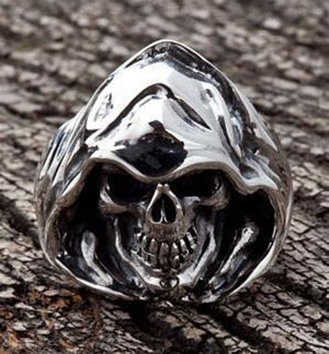 Grim Reaper Ring Silver Skull Ring Goth Ring 925 Sterling | Etsy