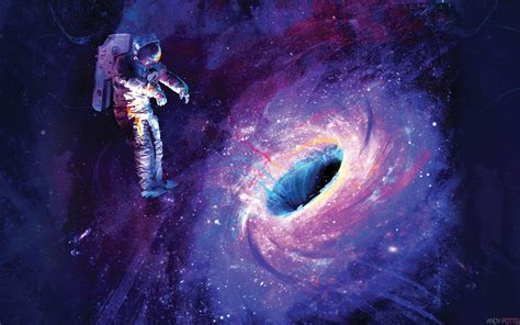 Astronaut beside black hole painting, artwork, space, astronaut, space ...