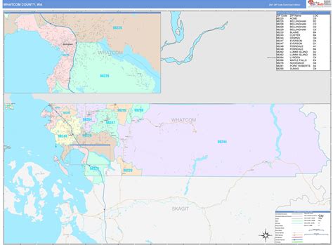 Whatcom County, WA Wall Map Color Cast Style by MarketMAPS - MapSales.com