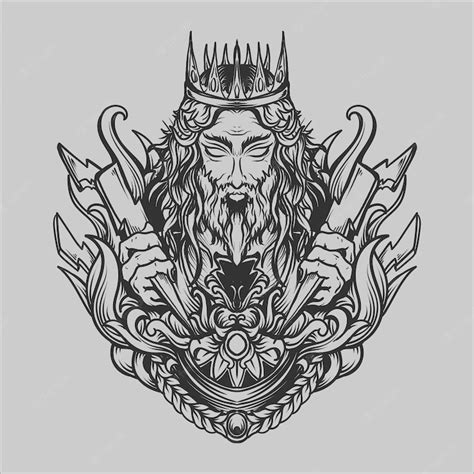 Premium Vector | Tattoo and t shirt design black and white hand drawn ...