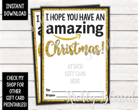 INSTANT DOWNLOAD Amazon Gift Card Christmas Card Holder Gift | Etsy