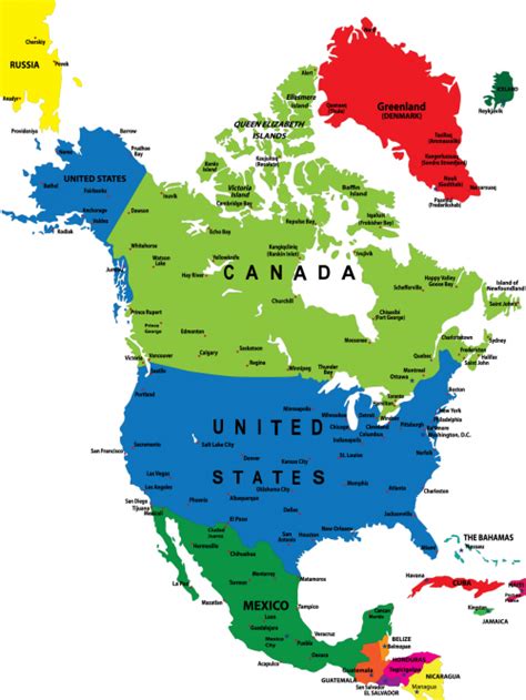 North American Colorful Map - KidsPressMagazine.com | America map, North america map, Political map