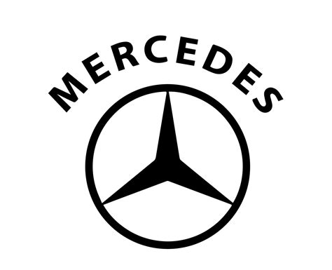 Mercedes Brand Logo Symbol With Name Black Design german Car Automobile Vector Illustration ...