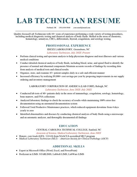 Lab Technician Cv Word - Jinshy Cv Bsc Medical Laboratory Technician ...