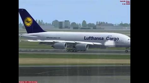 FSX Lufthansa Cargo Airbus A380-800F Landing at Schiphol Amsterdam - YouTube