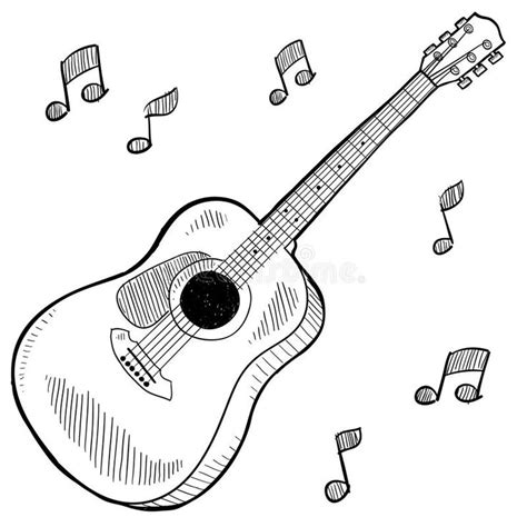 Acoustic guitar drawing. Doodle style acoustic guitar in vector format , #affiliate, #drawing, # ...