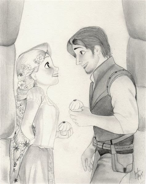 Rapunzel and Flynn (Tangled Graphite Drawing) by julesrizz on ...