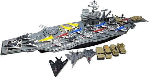 Toy Essentials 33 Inch Aircraft Carrier with Soldiers Jets Military Vehicles (18 Fighter Jets ...