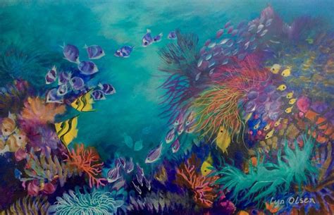 http://www.lynolsen.com underwater corals and fish from the Great Barrier Reef, painted in ...