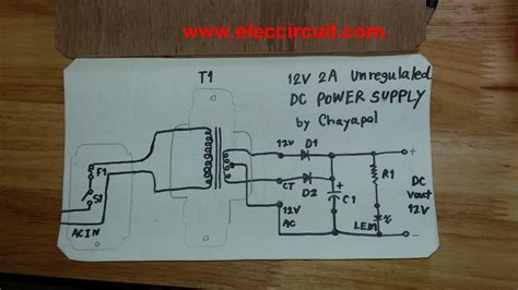 Simple 12V 2A Power supply circuit - ElecCircuit.com