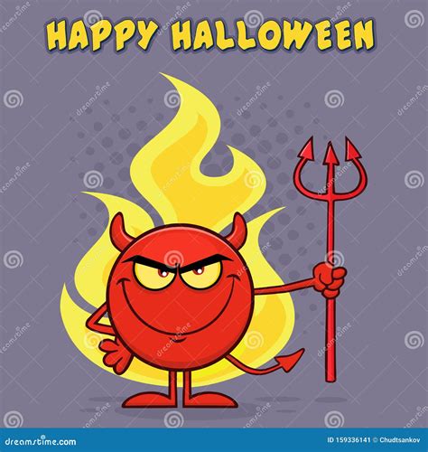 Red Devil Cartoon Emoji Character Holding a Pitchfork. Stock Vector ...