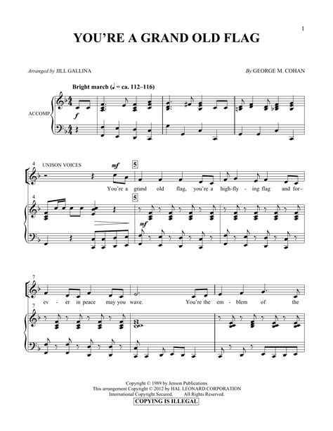 Jill Gallina "You're A Grand Old Flag" Sheet Music Notes | Download Printable PDF Score 178689