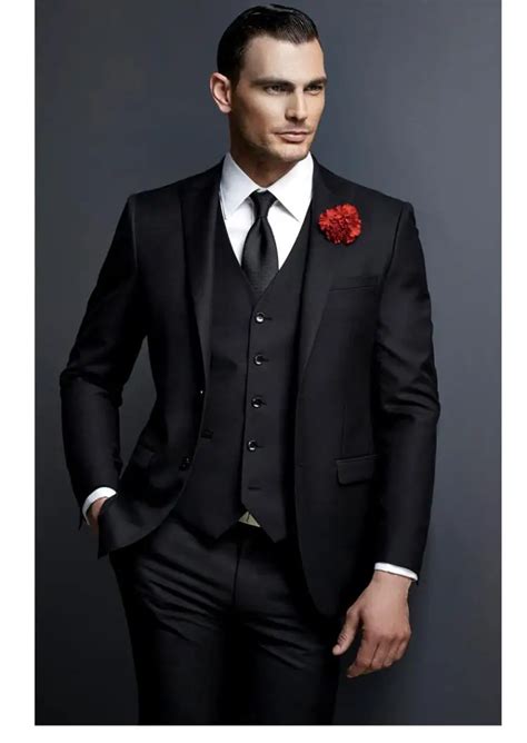 Aliexpress.com : Buy Custom Made Groom Tuxedo Black Groomsmen Peak Lapel Wedding/Dinner Suits ...