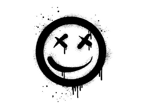 smiling face emoji character. Spray painted graffiti smile face in ...