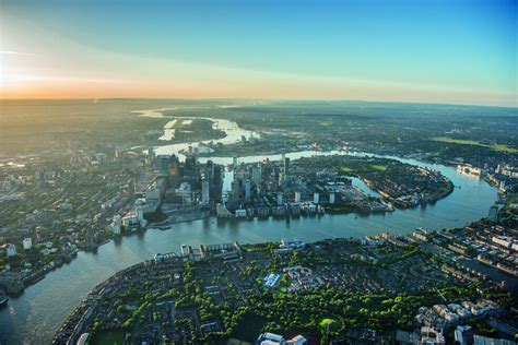 'Aerial View of London, Canary Wharf and River Thames' Wall Hangings