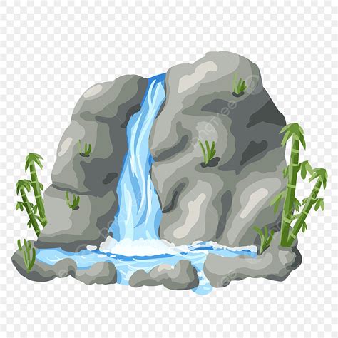 Cartoon Waterfall PNG Transparent, Cartoon Waterfall Bamboo Weeds Graceful, Cartoon, Waterfall ...