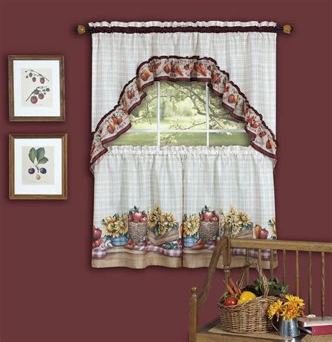 PowerSellerUSA 3-Piece Kitchen Curtain Set, Window Curtain Swag Valance ...