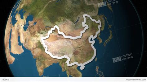 Dramatic Zoom Into China's Map From A Rotating Planet Stock Animation ...