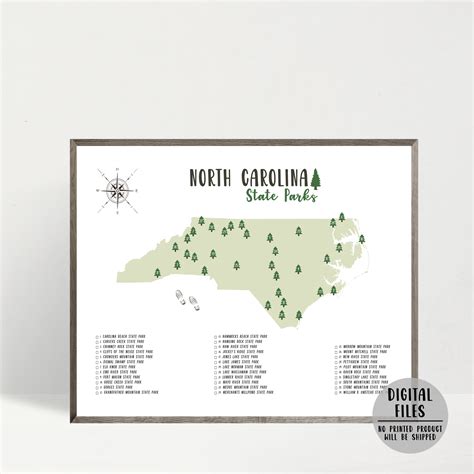 North Carolina State Parks Map | North Carolina Map | Gift For Hiker – Nomadic Spices