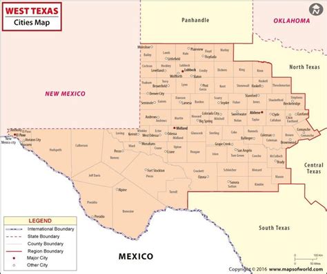 West Texas Cities Map, Cities in West Texas | West texas, Texas map with cities, Texas city