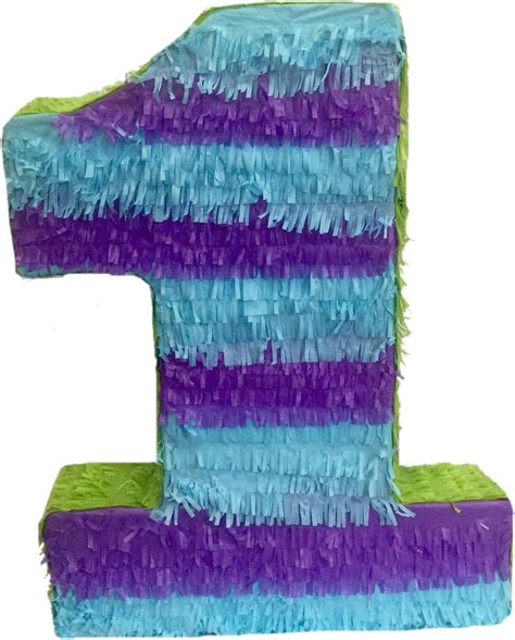 APINATA4U 20" Tall Number One Pinata for First Birthday Multicolored Monster Bash Party ...