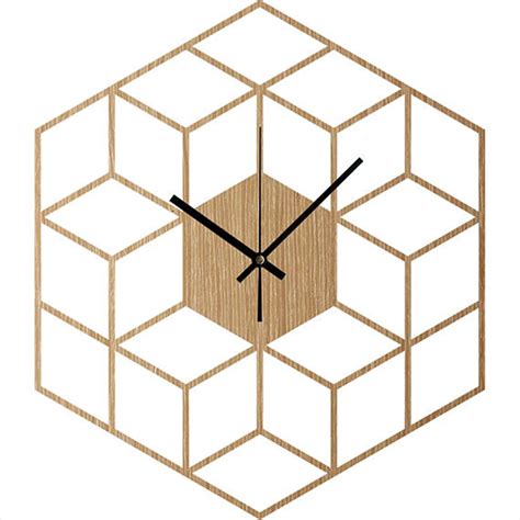 Cube Inspired Wooden Wall Clock Silent Non Ticking Wood Clock Minimalist Geometric Clock Kitchen ...