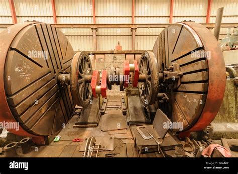 Large lathe at the engineering workshop at the Railway Preservation ...