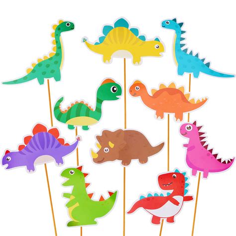 Buy 80 Pieces Dinosaur Cake Topper Dinosaur Cupcake Toppers Picks Cartoon 10 Styles Birthday ...