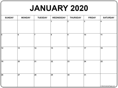 Create Your January 2020 Calendar Printable - Editable Blank Templates