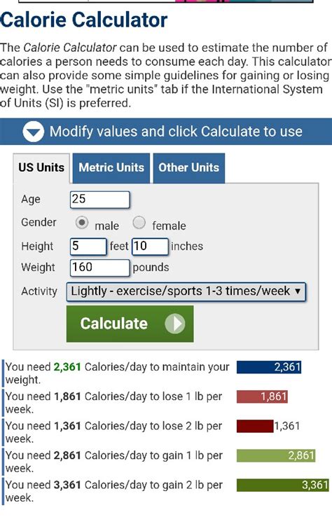 Calorie Calculator The Calorie Calculator can be used | Chegg.com