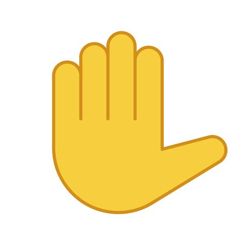 Raised hand emoji color icon. High five. Stop hand gesture. Palm. Counting five. Isolated vector ...