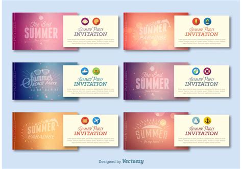 Summer Party Invitations 92388 Vector Art at Vecteezy