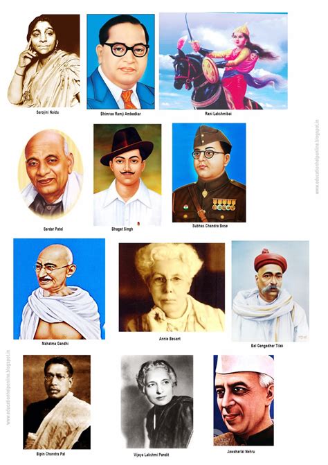 INDIAN FREEDOM FIGHTERS PICTURE CHART A4 SIZE FREE DOWNLOAD FOR SCHOOL GOING STUDENTS ...