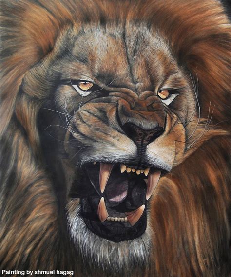 Lion Roar Oil Painting By Shmuel Hagag by ShmuelHagag Lion Images, Lion ...