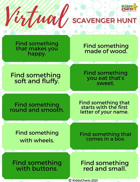 Virtual Scavenger Hunt for the Kids - kiddycharts.com