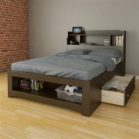 Dixon 1-Drawer Storage Bed with Bookcase Headboard-Size:Full - Walmart ...