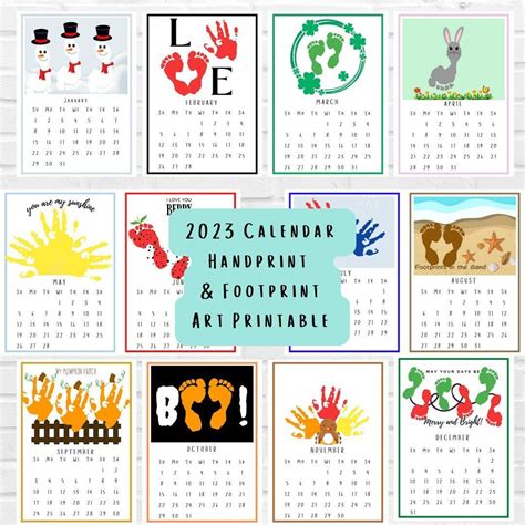 This 2023 Handprint Art and Footprint Art Calendar Printable is the ...