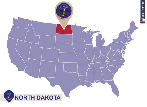 North Dakota State on USA Map. North Dakota flag and map. 7411494 ...