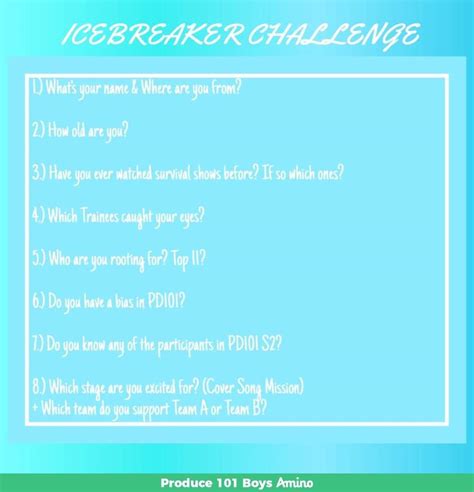 Ice Breaker Challenge ️ | Produce 101 Boys Amino