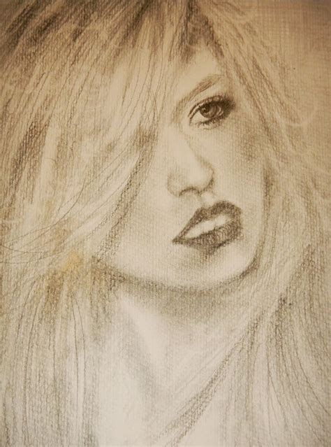 Artscanyon Gallery: Graphite Pencil Portrait - Fashioned Long Blond Hair Style