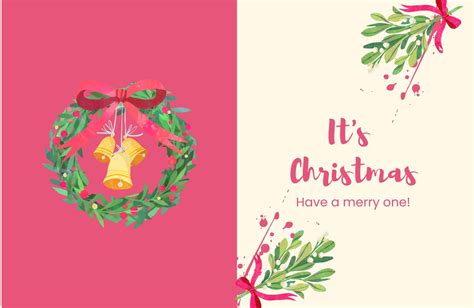 Download Christmas Card With Wreath And Bells | Wallpapers.com